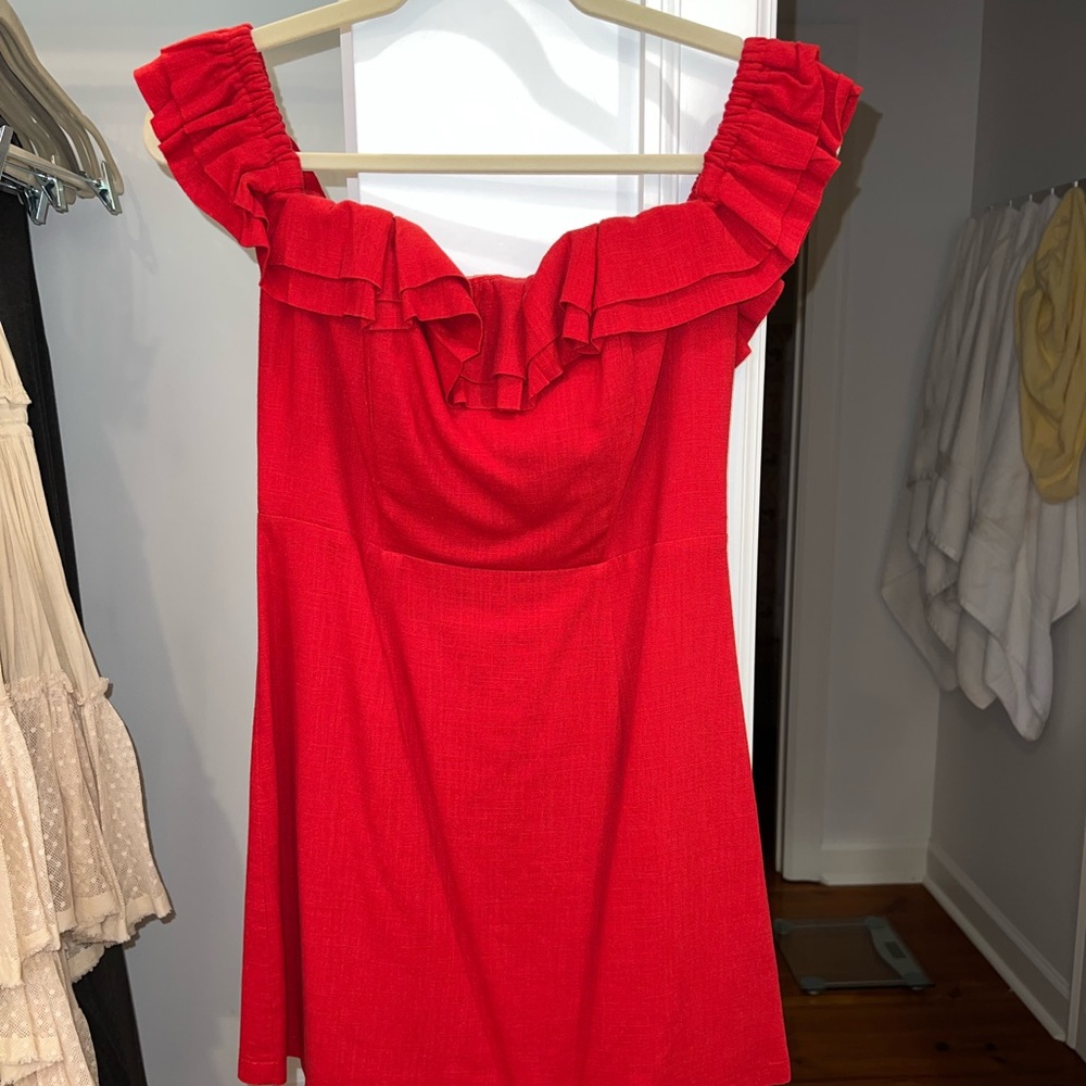 Red Off the Shoulder Mini Dress